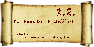 Kaldenecker Richárd névjegykártya